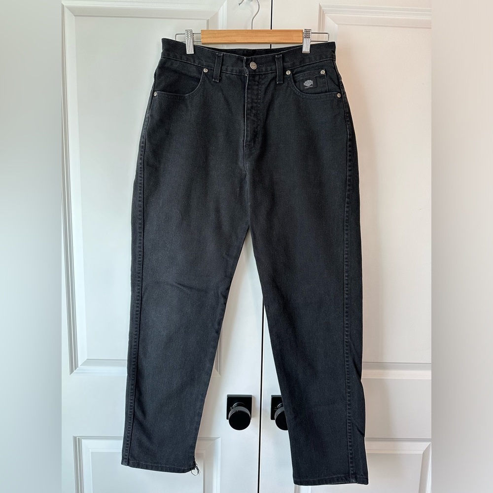 Vintage Women’s Harley-Davidson Black High Rise Straight Leg Jeans (Size 12)
